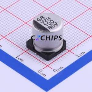 ตัวเก็บประจุแบบอิเล็กโทรไลต์อะลูมิเนียม SMD รุ่น VZH101M1KTR-1010, ขนาด D10xL10 มม. 100uF 20% 80V 10 มม. - Product Image 1