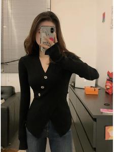 Prodotto di Tendenza OEM ODM, <span class=keywords><strong>Abbigliamento</strong></span> Autunnale da <span class=keywords><strong>Donna</strong></span>, Cardigan Lavorato a Maglia, Elegante Maglione Slim con Scollo a V, Manica Lunga Casual per Signore - Product Image 3