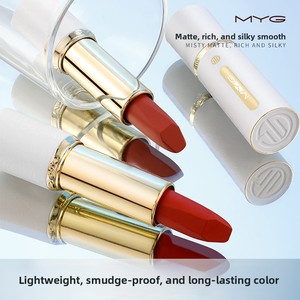 Vente en gros de rouge à lèvres à texture crème en 9 couleurs, velours, imperméable, brillant, pailleté, anti-adhésif, tube blanc doux, cosmétiques - Product Image 1