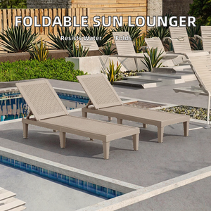 DEJA Modern Antique Hotel Outdoor Pool Garden Deck Beach <b>Foldable</b> Chaise <b>Lounge</b> <b>Chair</b> PP Waterproof Adjustable Easy Embossed - Product Image 2