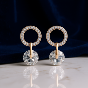 Pendientes de Oro Rosa con Cristales y Diamantes de Imitación, con Engaste Geométrico, Chapados en Oro Rosa, para Uso Diario, de Lujo para Mujer - Product Image 2