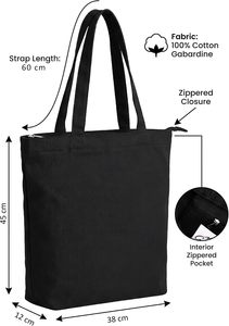 <b>Large</b> Capacity Folding Cotton Canvas Travel Tote <b>Bag</b> with Zipper Closure Light Weight Reusable Custom Logo - Product Image 3