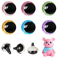 MUCUNNIA 96 Piezas Ojos de Seguridad 3D con Purpurina de 25mm, Ojos para Muñecos de Peluche Amigurumi con Temática Animal, Regalo para Amantes del Crochet
