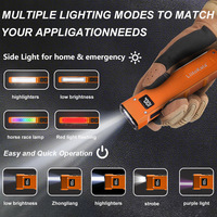 Lampe de poche LED 500LM, faisceau réglable, clip magnétique, rechargeable par Type-C, torche d'urgence, étanche IPX4