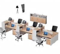 Bureau en bois de la série KL-42 de 42 pouces avec cadre métallique, style moderne, poste de travail de bureau pour 6 employés, style panneau en bois