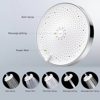 Douche à main multifonction en plastique ABS finition chromée, 5 modes de jet, pommeau de douche pluie, ensemble complet avec bras, tuyau et support