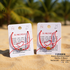 Cavigliera in acciaio inossidabile con faccina sorridente per donna, braccialetto con ciondolo in corda rossa, regalo amuleto portafortuna - Product Image 2