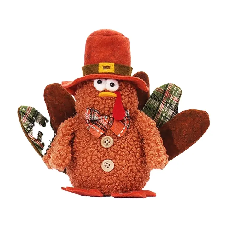 Thanksgiving LED Turkey Doll Cute Turkey With Battery Powered Light Desk Decoration Ornament Home DIY Craft