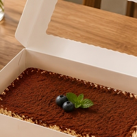 Boîte à tiramisu jetable en carton ivoire avec fenêtre transparente et logo personnalisé