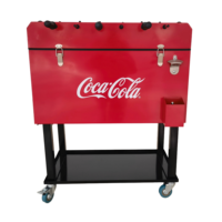 Glacière roulante durable 49L/65L pour jeu de baby-foot, seau à glace métallique avec roues pour promotion et événements sportifs