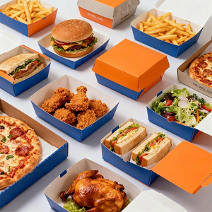 Caja de Papel para Alimentos Resistente y a Prueba de Fugas, Tamaño Personalizado, para <span class=keywords><strong>Hamburguesas</strong></span>, Papas Fritas, Pollo, Pizza, Ensaladas, Barras de Aperitivos <span class=keywords><strong>del</strong></span> <span class=keywords><strong>Mundial</strong></span> - Product Image 1