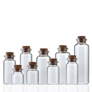 10ml ambra Mini e alta provetta bottiglia di vetro vaso di sughero vetro tubolare con tappi di sughero in legno