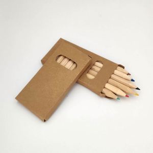 Crayons de couleur naturels en bois, lot de 6 pièces, boîte en papier kraft, pour le dessin et la coloration des enfants de maternelle - Product Image 5