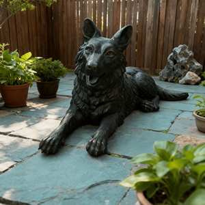 Handgemaakte Duitse Herdershond Standbeeld Buiten Tuindecoratie Brons Dier Sculptuur Tuin Gazon Kunst Ornament Groothandel - Product Image 1