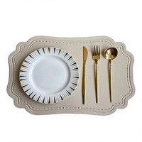Set de table en cuir PU, tapis de table irrégulier, résistant à la chaleur, antidérapant, imperméable, pour cuisine et restaurant