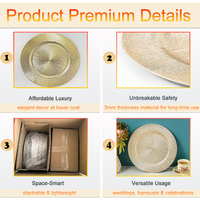 Assiettes de présentation élégantes en plastique massif texturé, couleur or et argent, pour événements et mariages