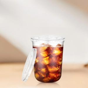 Gobelets jetables en <span class=keywords><strong>plastique</strong></span> PET transparent <span class=keywords><strong>noir</strong></span> de 90 mm en forme de U, avec logo personnalisé, pour café, boba, boissons froides, avec couvercle, 14 oz - Product Image 3