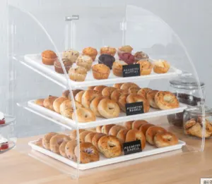 Boulangerie en gros personnalisée avec armoire acrylique transparente Stockage de beignets Vitrine d'affichage de gâteau de stockage de pain français