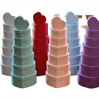 Boîtes rigides en forme de cœur de couleur unie Macaron, ensemble de 7 pièces, emballage cadeau avec matériaux recyclés, papier couché gaufré