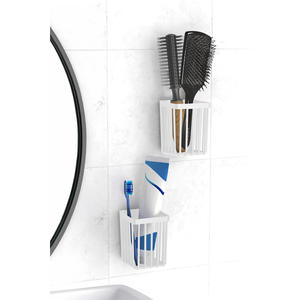 Organizador de Baño Adhesivo Simplehuman para Montar en la Pared, Juego de 2 Piezas, Diseño Rectangular Minimalista de Plástico, Almacenamiento Plegable y Duradero - Product Image 2