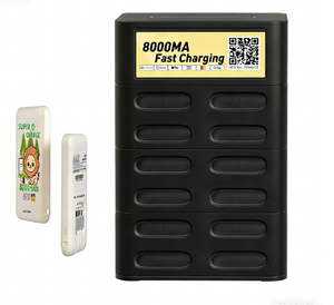 Borne de recharge publique pour téléphone, 12 emplacements pour batteries, banque d'alimentation partagée, empilable, location - Product Image 3