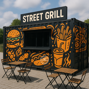 Container Restaurant Shipping <b>Bar</b> 20ft Mobile Kitchen Container Modular Kitchen Cafe Container Fast Food Kiosk Coffee Shop Store - Product Image 1