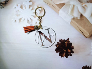 Cá nhân Acrylic tròn Keychain tùy chỉnh tên/Ban đầu tua Keyring cho quà tặng phụ kiện hàng ngày - Product Image 6