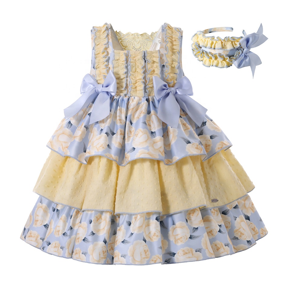 Pettigirl Girls Dress Summer Sister Yellow Children Outfits Flower Bridesmaid Party Wedding Kids Baby Princess Clothes 3 to 12Y