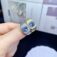 Factory Wholesale Luxury Natural Topaz Ring Men 925 Silver Gemstone Statement Band Wedding Party OEM Custom Size