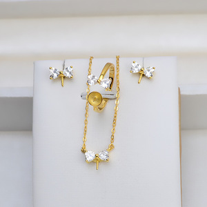 Ensemble de bijoux fins Wenchi en argent S925, pendentif personnalisé pour femme, bague tête de papillon, nœud perlé, accessoires DIY, plateau Chine 16743 - Product Image 1