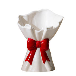 फ्रेंच शैली में सिरेमिक धनुष वेस बेडरूम के फूल की व्यवस्था के लिए सूखे फूलों की व्यवस्था के लिए आभूषण - Product Image 5