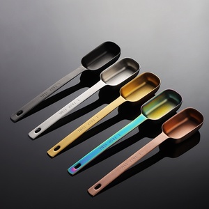 Cucchiaio dosatore rettangolare singolo in acciaio inossidabile da 1 cucchiaio, con manico lungo e testa quadrata placcata in titanio, per <span class=keywords><strong>caffè</strong></span> in polvere - Product Image 3