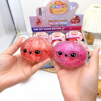 Jouets Squishy Bao Bun de Noël 8,5 cm, rennes avec perles de gel scintillantes, qui brillent dans le noir, jouets sensoriels anti-stress lumineux