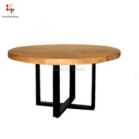 Table ronde en bois massif pour café et restaurant, style ferme personnalisé, usage commercial