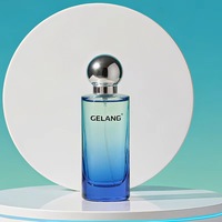 Vente flash - Flacon de parfum personnalisé - Design personnalisé - 100 ml - Dégradé bleu - Flacon de parfum rond en verre - Flacon de parfum avec emballage