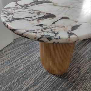 Meubles de maison de luxe Italie Calacatta Viola Table à manger en marbre 8 places Plateau en marbre naturel avec pieds en bois massif - Product Image 2