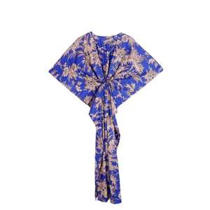 Caftán de Algodón Tejido Premium Azul Rey para Mujer, Estampado Indio Dulce, Estilo Holgado, Ropa Casual de Verano, Precio al por Mayor - Product Image 1