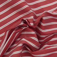 Kain Katun Nilon Stretch Premium Merah & Putih Bergaris Multi: 110GSM Kain Lembut untuk Kemeja Mewah.
