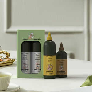 Muestra gratis 500ml 16oz 750ml PET Squeeze botella de salsa de tomate barbacoa de plástico transparente botella de salsa de tomate embalaje verde mate - Product Image 4