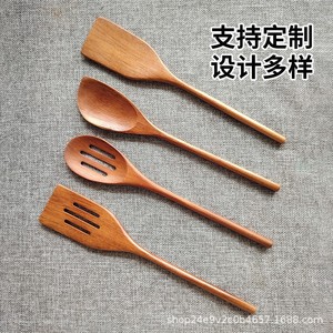 Solid Wood <b>Kitchen</b> Utensil Set 4Pcs Acacia Wood Spatula Spoon Non Scratch Cookware Tools Easy To Clean - Product Image 2