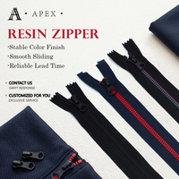 APEX Tirette de fermeture éclair en résine plastique colorée à dents personnalisées, à dents moulées lisses, extrémité ouverte et fermée, pour vestes, vêtements de sport et sacs