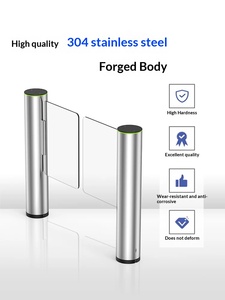 Porte battante cylindrique en acier inoxydable pour contrôle d'accès piétonnier, avec lecteur de carte IC et reconnaissance faciale, protection IP65 pour cantines et campus - Product Image 4