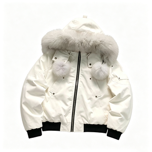 Veste d'hiver courte et ajustée pour femme, style européen, très vendue, en duvet épais et chaud avec fourrure, manteau d'hiver pour femme - Product Image 5