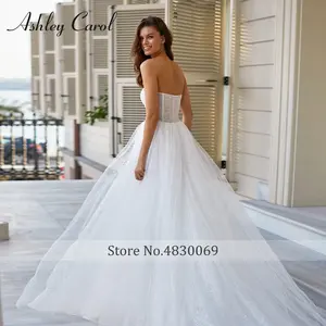 Ashley Carol A-line vestido De <span class=keywords><strong>novia</strong></span> Sexy sin tirantes brillante <span class=keywords><strong>novia</strong></span> desmontable con vestido De <span class=keywords><strong>Bolero</strong></span> Vestidos De <span class=keywords><strong>Novia</strong></span> - Product Image 5