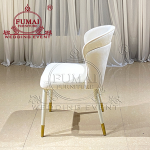 เฟอร์นิเจอร์ห้องจัดเลี้ยง เก้าอี้รับประทานอาหารหุ้มกำมะหยี่สีขาวทันสมัย - Product Image 3