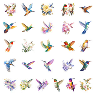 56 autocollants d'animaux sauvages et d'<span class=keywords><strong>oiseaux</strong></span> colibris en <span class=keywords><strong>aquarelle</strong></span> - Product Image 4