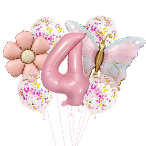 Ensemble de ballons <span class=keywords><strong>papillon</strong></span> rose mat avec confettis en latex pour la fête d'<span class=keywords><strong>anniversaire</strong></span> des enfants - Product Image 6