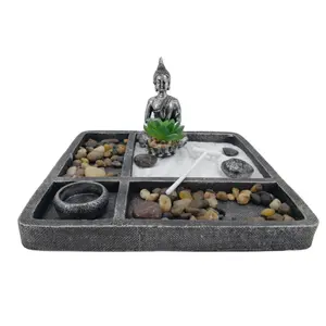 Patung Buddha Miniatur Resin, Hiasan Rumah Meja Taman Zen untuk Meja