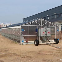 Poulailler mobile 15x5m avec roues, en acier galvanisé à chaud, grand espace, système d'alimentation automatique, équipement d'élevage avicole