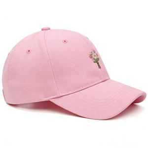 Gorra de béisbol rosa de 6 paneles con ramo de flores bordado – Sombrero para el sol ligero y transpirable para deportes al aire libre - Product Image 3